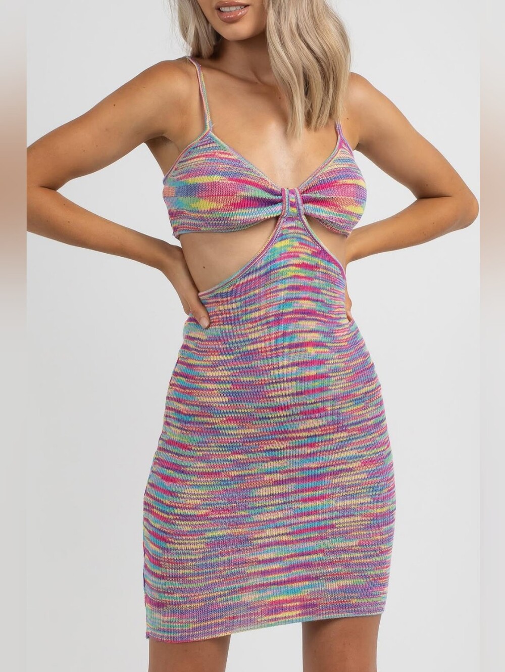 SO Multicolor Cutout Knit Mini Dress NWT